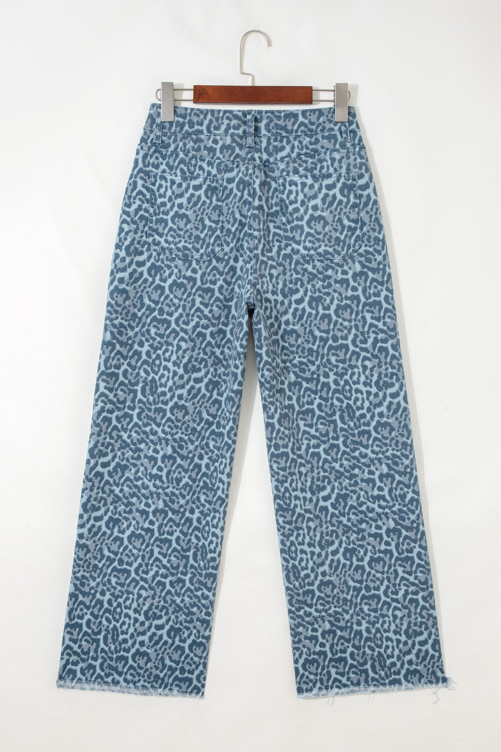 Brown Leopard Frayed Edge Wide Leg High Waist Jeans