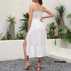 Solid Color Strapless Multi-Way Wear High Waist Mid-Length Dress