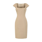 Solid color pullover square neck dress