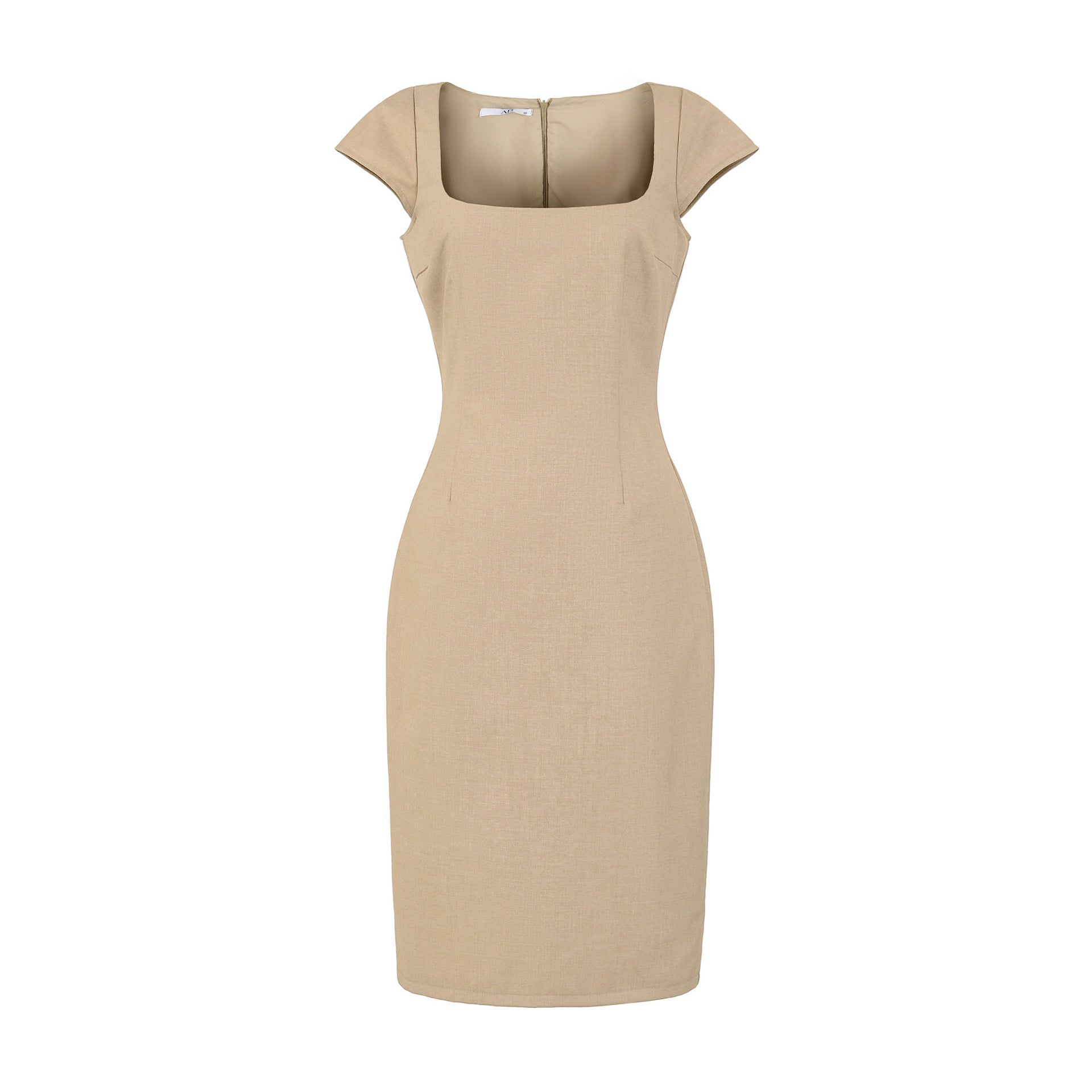 Solid color pullover square neck dress