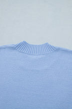 Sachet Pink Solid Color Ribbed Trim Round Neck Ruffle Short Sleeve Sweater