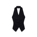 Spicy girl pleated knitted halter neck top