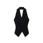 Spicy girl pleated knitted halter neck top