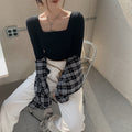 New slim fit inner bottom shirt, long sleeved T-shirt, women's early autumn spicy girl square neck short top