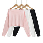 One shoulder off shoulder short loose sweater