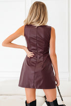 Black Vegan Leather Sleeveless Mini Dress