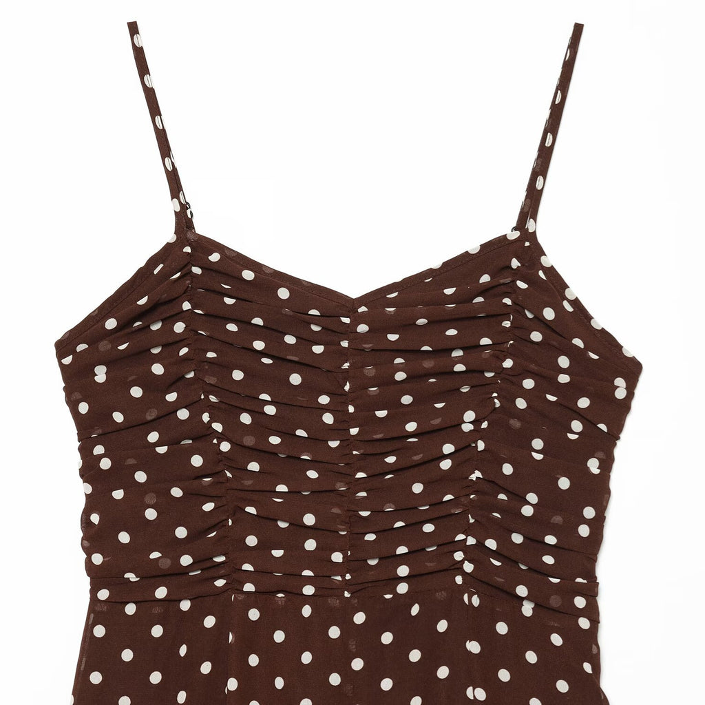 French polka dot chiffon camisole dress