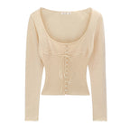 waist inner layer knit top for women, slim fit, long sleeve, pure and sexy