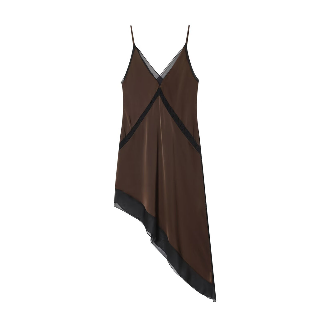 Style New Women's Fashion Satin Asymmetric Midi Dress