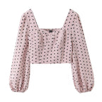 Spicy Girl Bubble Sleeve Square Neck Fishbone Top