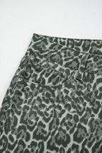 Brown Leopard Frayed Edge Wide Leg High Waist Jeans
