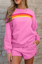 Beau Blue Accent Pullover and Shorts Two Piece Casual Set