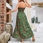 Strap Printed Dress Sleeveless One-Shoulder Long Dress