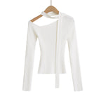 Slanted collar off shoulder top
