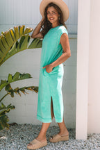 Wisteria Mineral Wash Pocketed T-shirt Long Dress