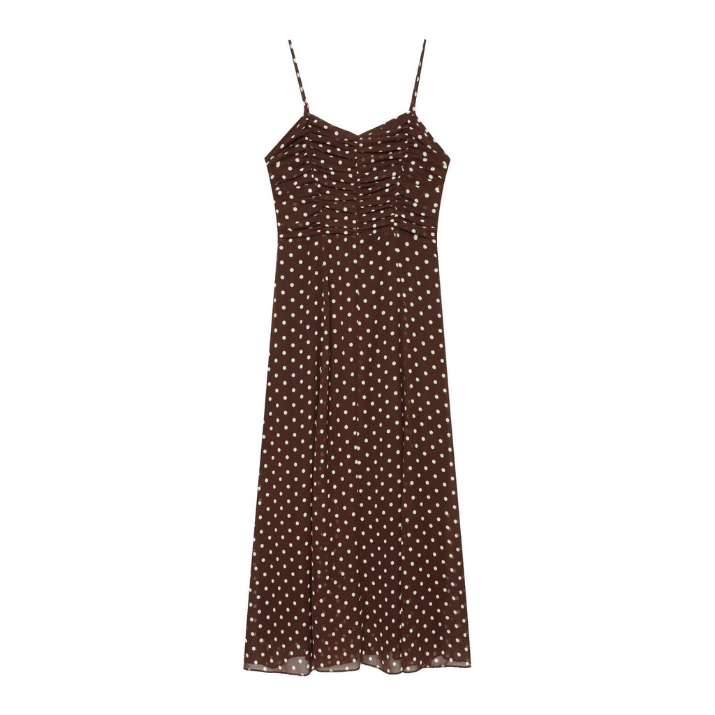 French polka dot chiffon camisole dress