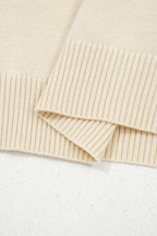 Jet Stream Short Sleeve Knit Denim Patchwork Polo Collar Sweater