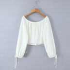 One-Shoulder Tie-Up Top + Pocket-Detailed Skirt Set for Women