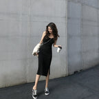 Chic Mid-Length Strap Dress for Women, Summer Casual Open-Side Slim-Fit Inner Layer Dress