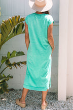 Wisteria Mineral Wash Pocketed T-shirt Long Dress