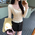 waist inner layer knit top for women, slim fit, long sleeve, pure and sexy