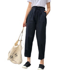 Casual Pants Women Student New Harem Pants With Belt Loose BF Style High Waist Wide Leg Long Pants Female