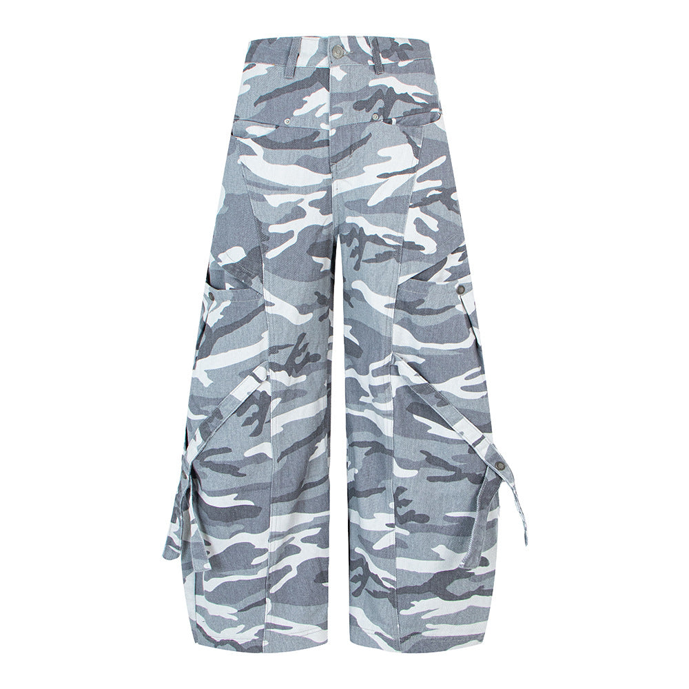 Vintage Distressed Design Oversized Knife-Style Casual Pants for Men and Women