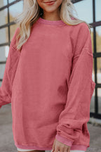 Festival Fuchsia Ribbed Corduroy Oversized Sweatshirt