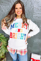 Dearlovers White Merry And Bright Cable Knit Pullover Sweatshirt