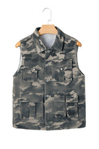 Green Camo Cargo Denim Vest