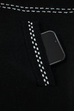 Black Contrast Trim Button up Sweater Cardigan