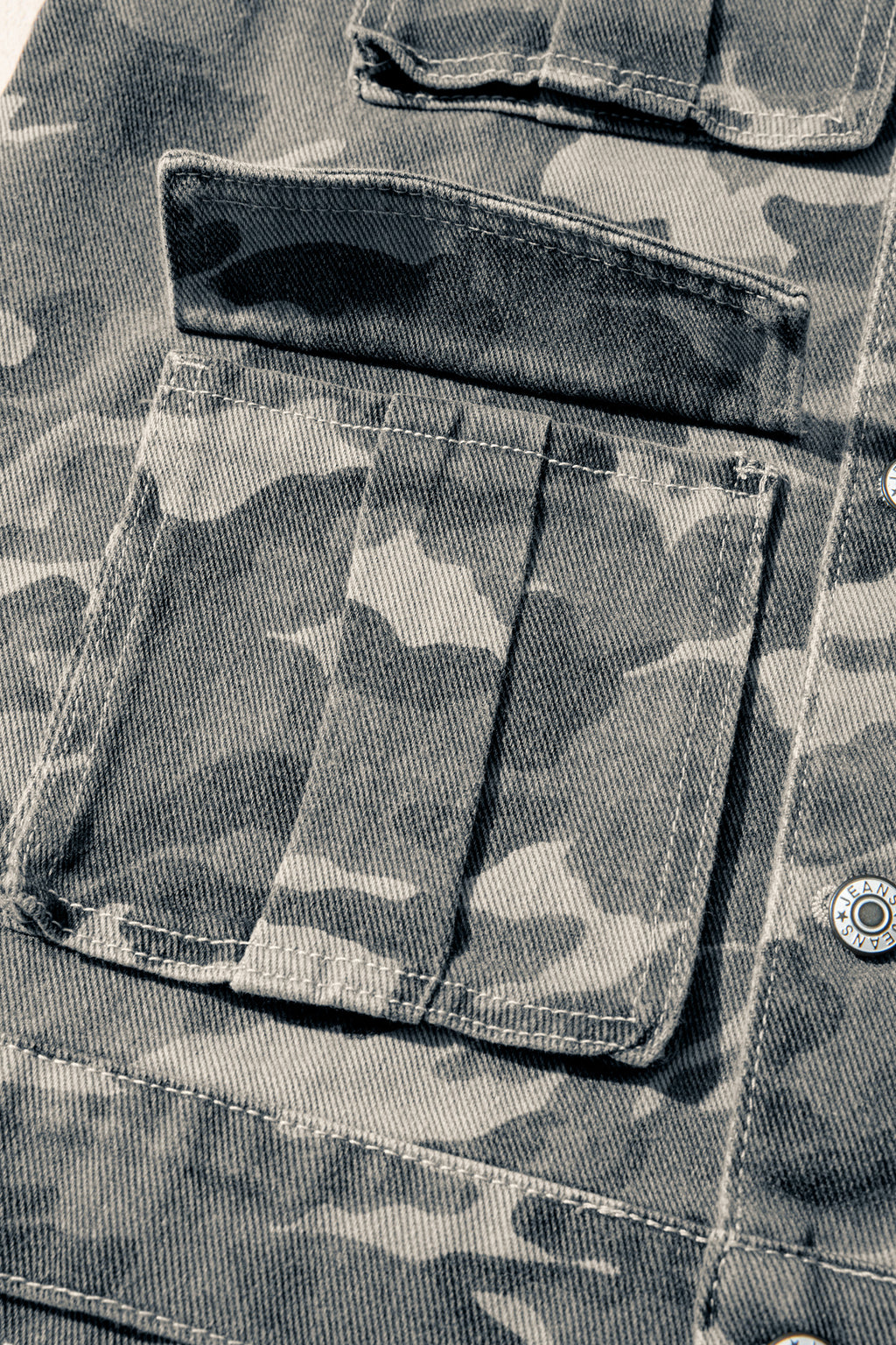 Green Camo Cargo Denim Vest