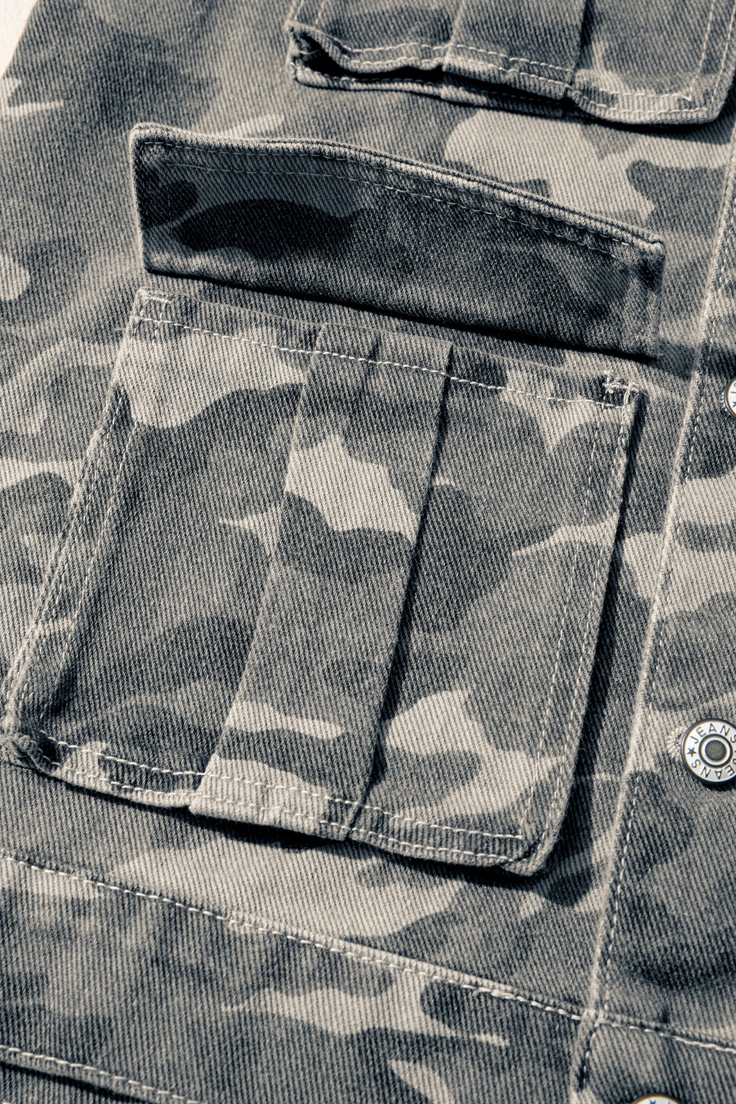 Green Camo Cargo Denim Vest