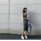 Chic Mid-Length Strap Dress for Women, Summer Casual Open-Side Slim-Fit Inner Layer Dress