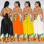 Fashion Women's Tie-front Sleeveless Wrap Bodycon Long Dress