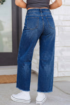 Black Frayed Cropped Barrel Jeans