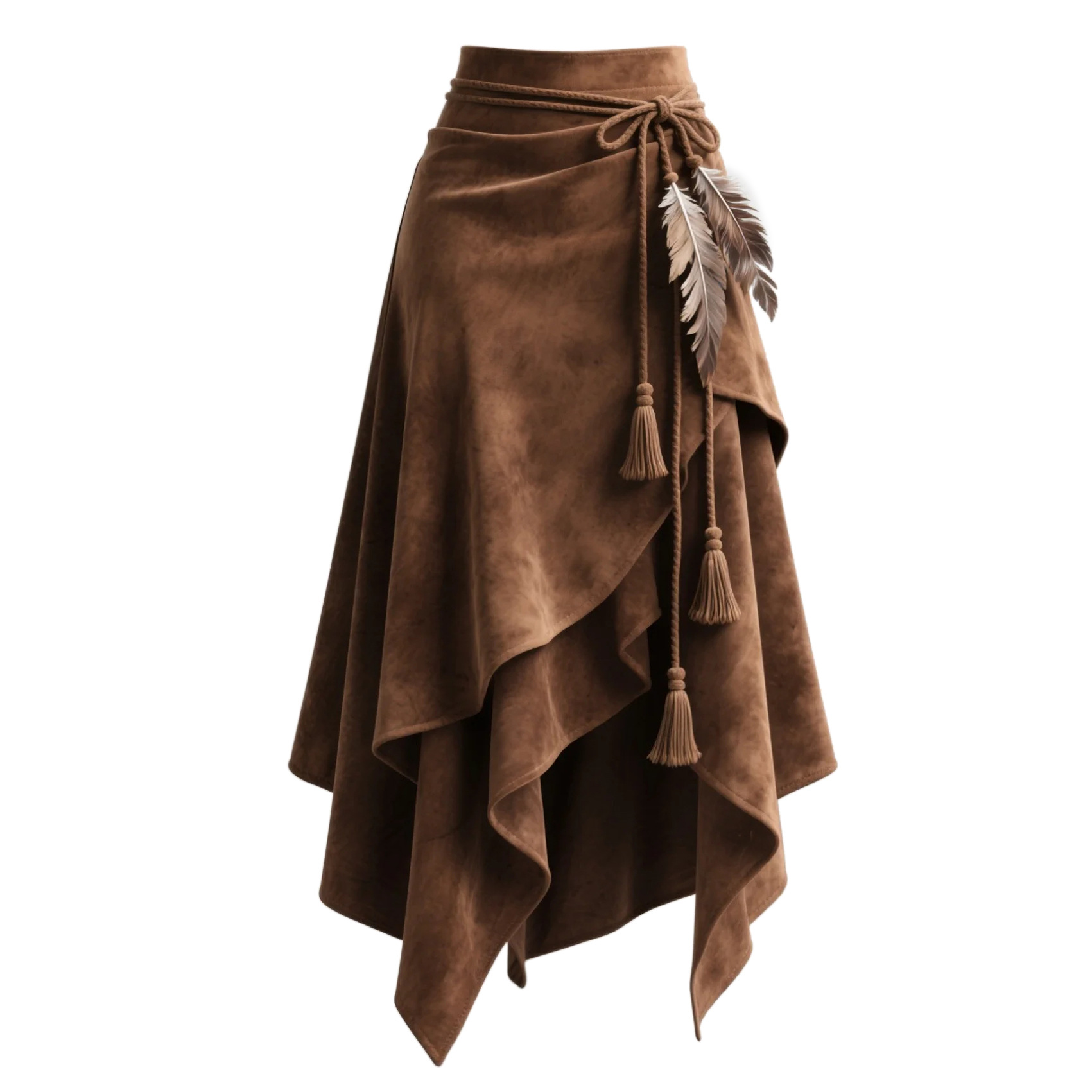 Women's Vintage Suede Skirt, Stylish Irregular Design Suede Skirt