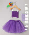 Violet Princess Tutu & Crochet Top Gift Set – Vibrant Rainbow Flower Headband Set