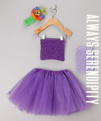 Violet Princess Tutu & Crochet Top Gift Set – Vibrant Rainbow Flower Headband Set