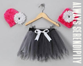 Baby & Toddler Black & Grey Tutu Gift Set | Monochrome Photo Prop Costume with Hot Pink Headband