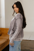 Chestnut Mineral Wash Exposed Seam Patchwork Knit Open Sweater Cardigan