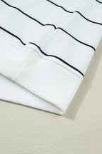 White Stripe Color Block Zip V Neck Sleeveless Top