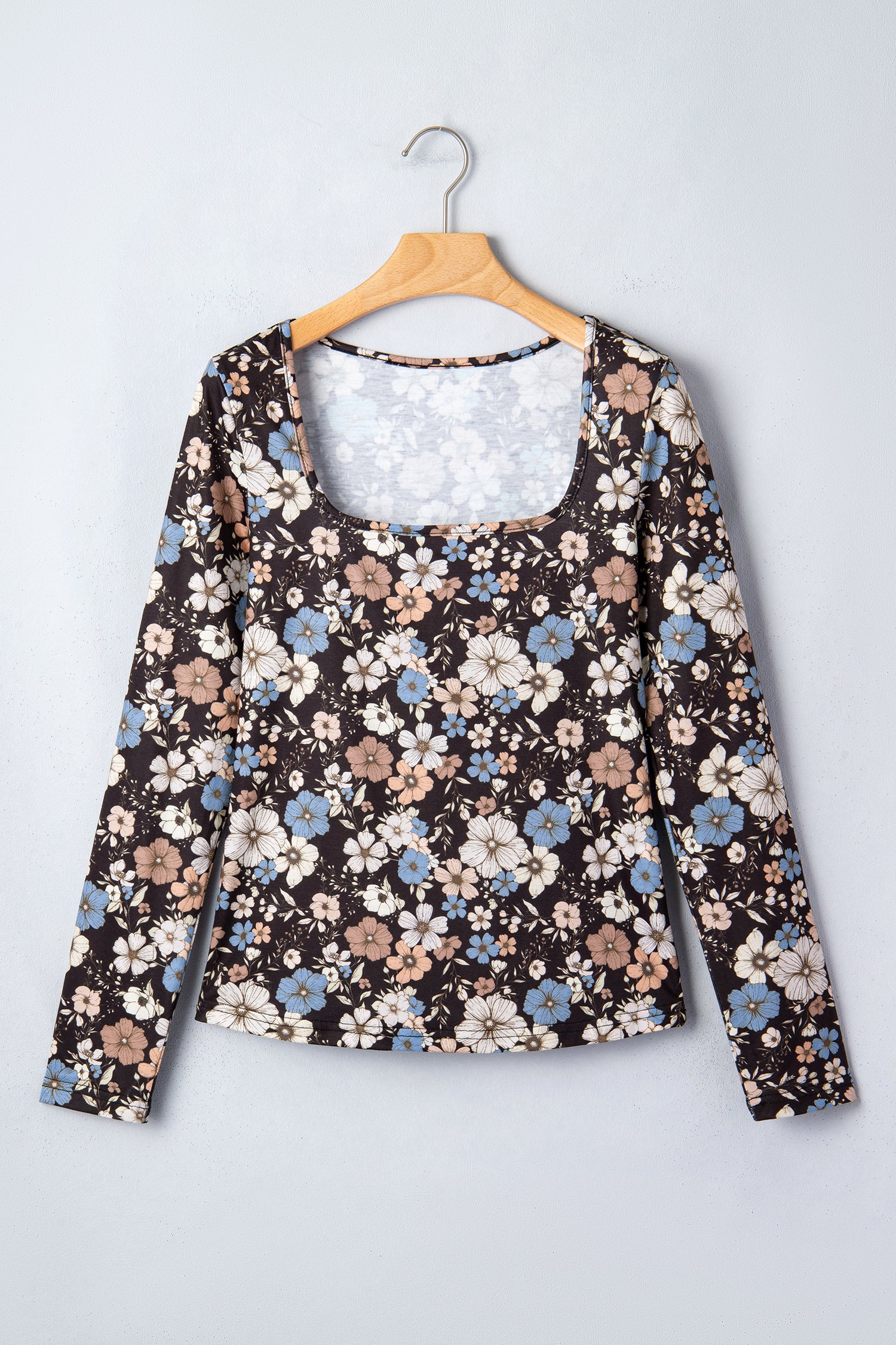 Brown Leopard Print Slim Long Sleeve T Shirt
