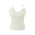 Polka Dot Lace Sleeveless Camisole Top with Built-in Pads