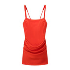 Slim fit sleeveless pleated jumpsuit short skirt