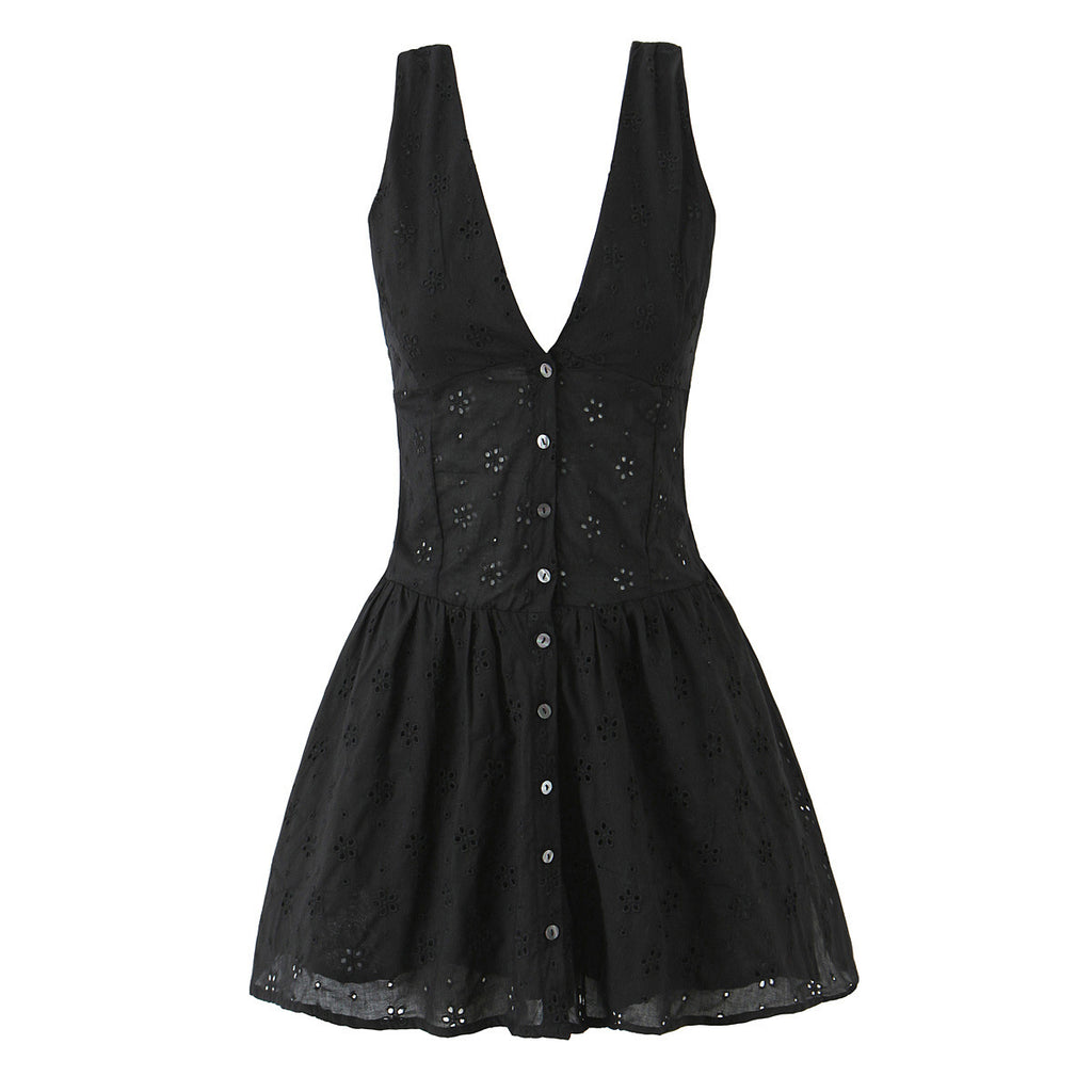 V-neck sleeveless waist slimming dress