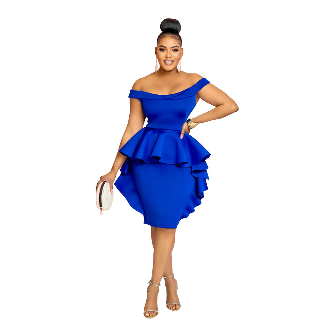 Fashion Women's Solid Color Sleeveless Ruffle Hem Mini Dress