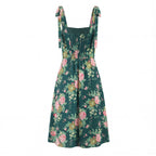 Style Floral Print Sleeveless Side Slit Tie Strap Back Strap Dress