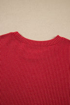 Fiery Red JOLLY Corded Long Sleeve Top and Pockets Pants Set