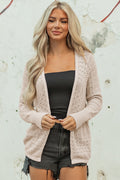Jet Stream Mix Pattern Hollowed Knit Open Front Cardigan